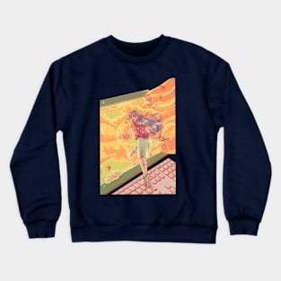 Girl entering the digital world Crewneck Sweatshirt